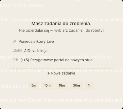 Strażnik focusa — przypomnienie o wyborze zadania